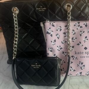 Kate spade Quilted shoulder bag and wallet set+Free case